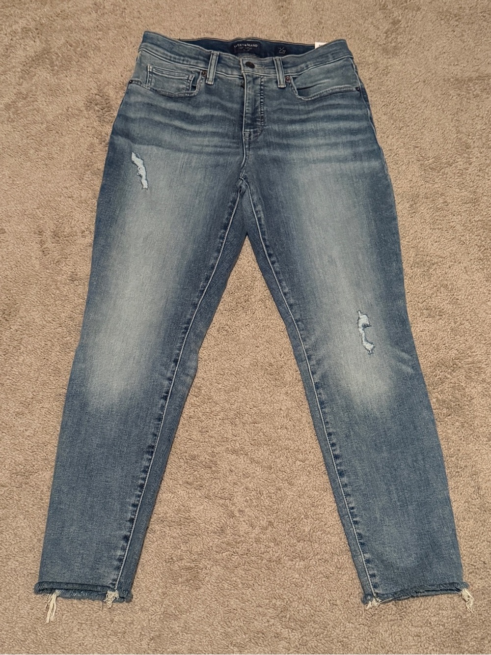 NWT Lucky Brand Ava Skinny Jeans 10/30 Mid Rise Raw Hem